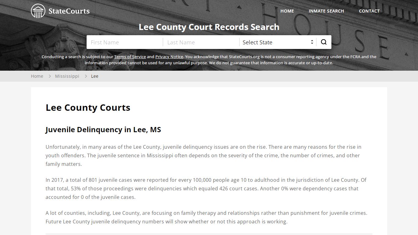 Lee County, MS Courts - Records & Cases - StateCourts