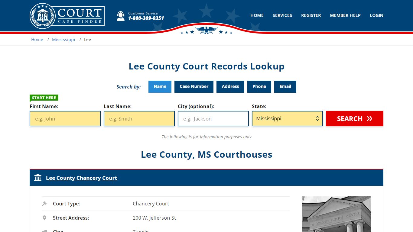 Lee County Court Records | MS Case Lookup - CourtCaseFinder.com